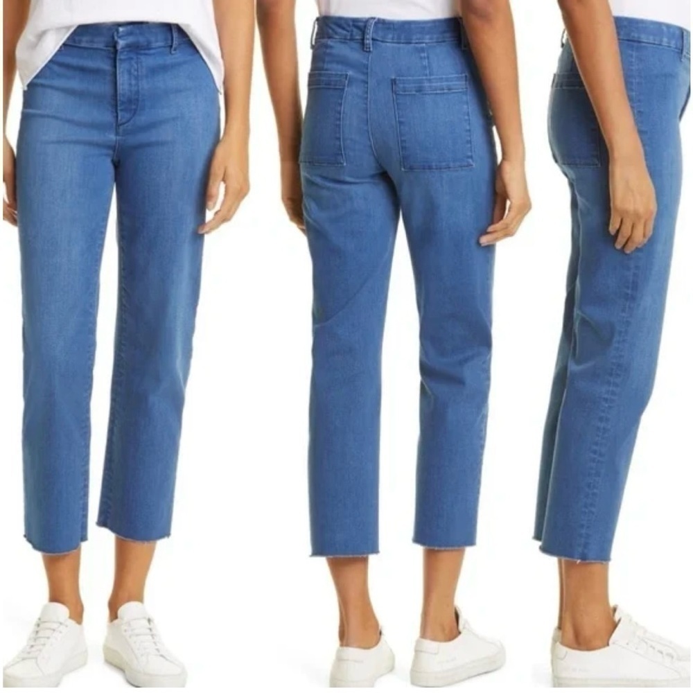 Frank & Eileen Kinsale Performance Crop Pants MEDIUM WASH W/ GRINDING Sz 2 NWT